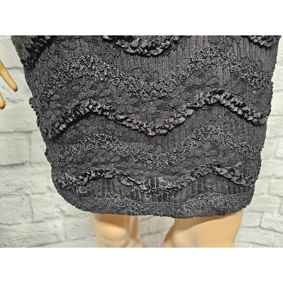 LOVELY DAY M BLACK SEQUIN RUFFLE SATIN BOW PADDED STRAPLESS BODYCON ZIP BACK SHO - Picture 11 of 14